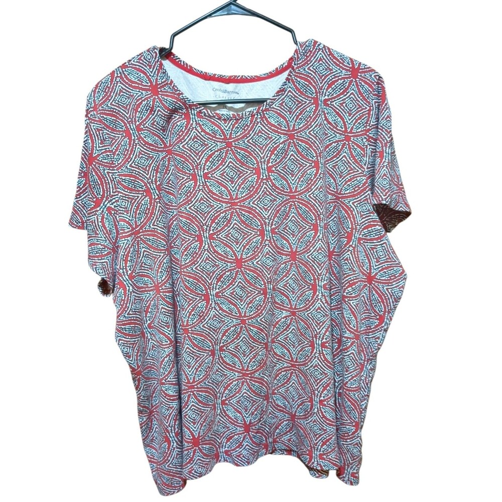Croft & Barrow Womens 2X Plus Tee Red & White & Black